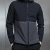 Performance Colour Block Windbreaker In Black/Grey -Cheap Shirts Shop PERFORMANCE COLOUR BLOCK WINDBREAKER IN BLACK GREY 4495