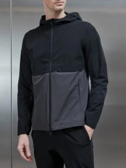 Performance Colour Block Windbreaker In Black/Grey -Cheap Shirts Shop PERFORMANCE COLOUR BLOCK WINDBREAKER IN BLACK GREY 4499