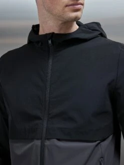 Performance Colour Block Windbreaker In Black/Grey -Cheap Shirts Shop PERFORMANCE COLOUR BLOCK WINDBREAKER IN BLACK GREY 4501
