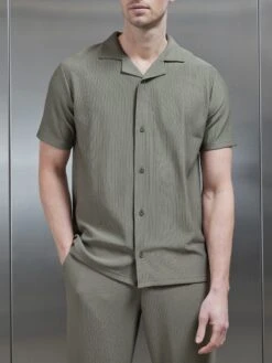 Cheap Shirts Shop 21 Pleated Revere Collar Shirt In Sage