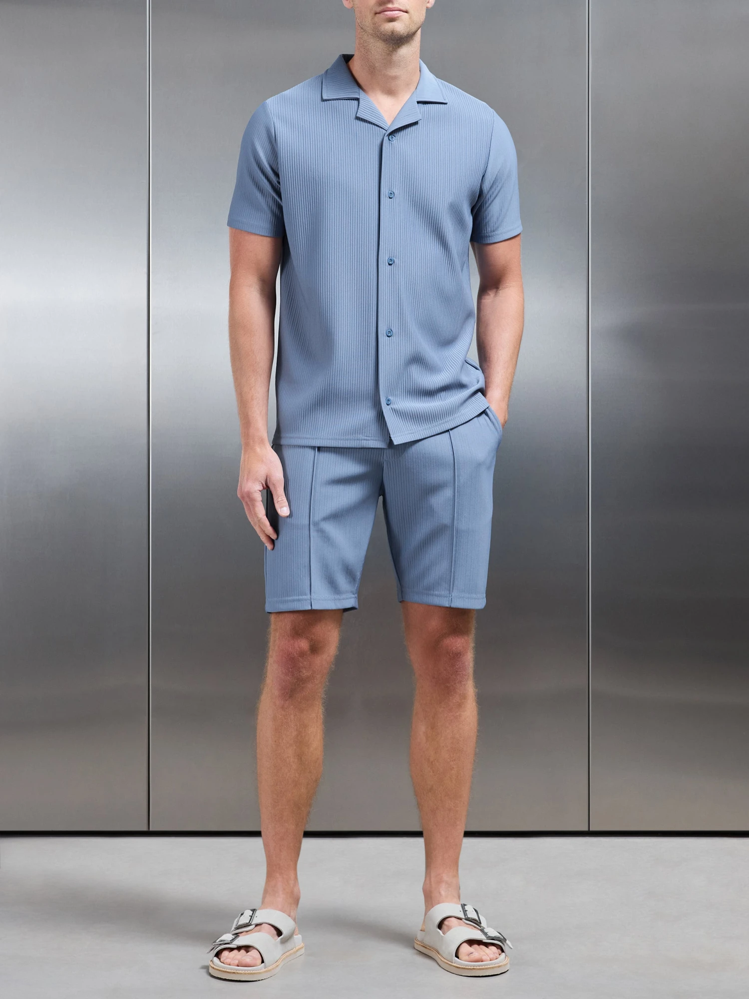 Pleated Short In Dove Blue 4 Pleated Short In Dove Blue - Image 2