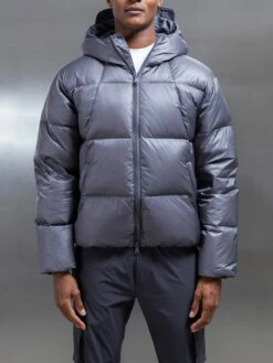 Quilted Down Jacket In Charcoal