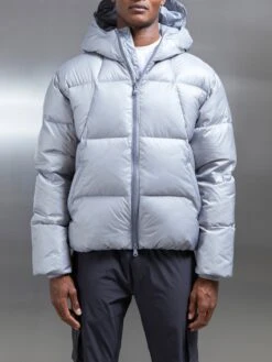 Quilted Down Jacket In Mid Grey