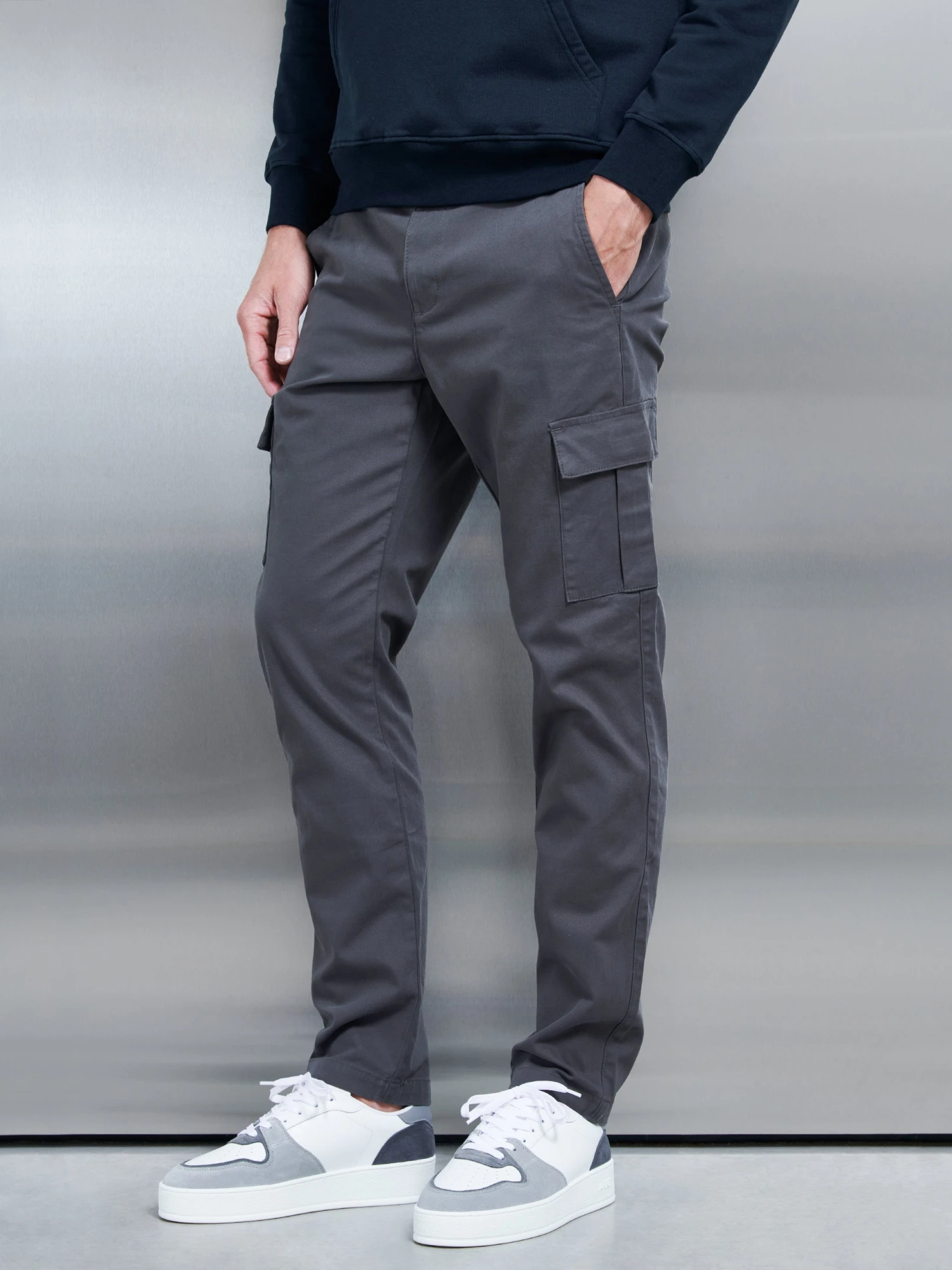 Relaxed Fit Cotton Cargo Pant In Grey 3 Relaxed Fit Cotton Cargo Pant In Grey