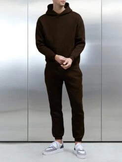 Relaxed Fit Hoodie In Brown -Cheap Shirts Shop RELAXEDFITSET BROWN1363