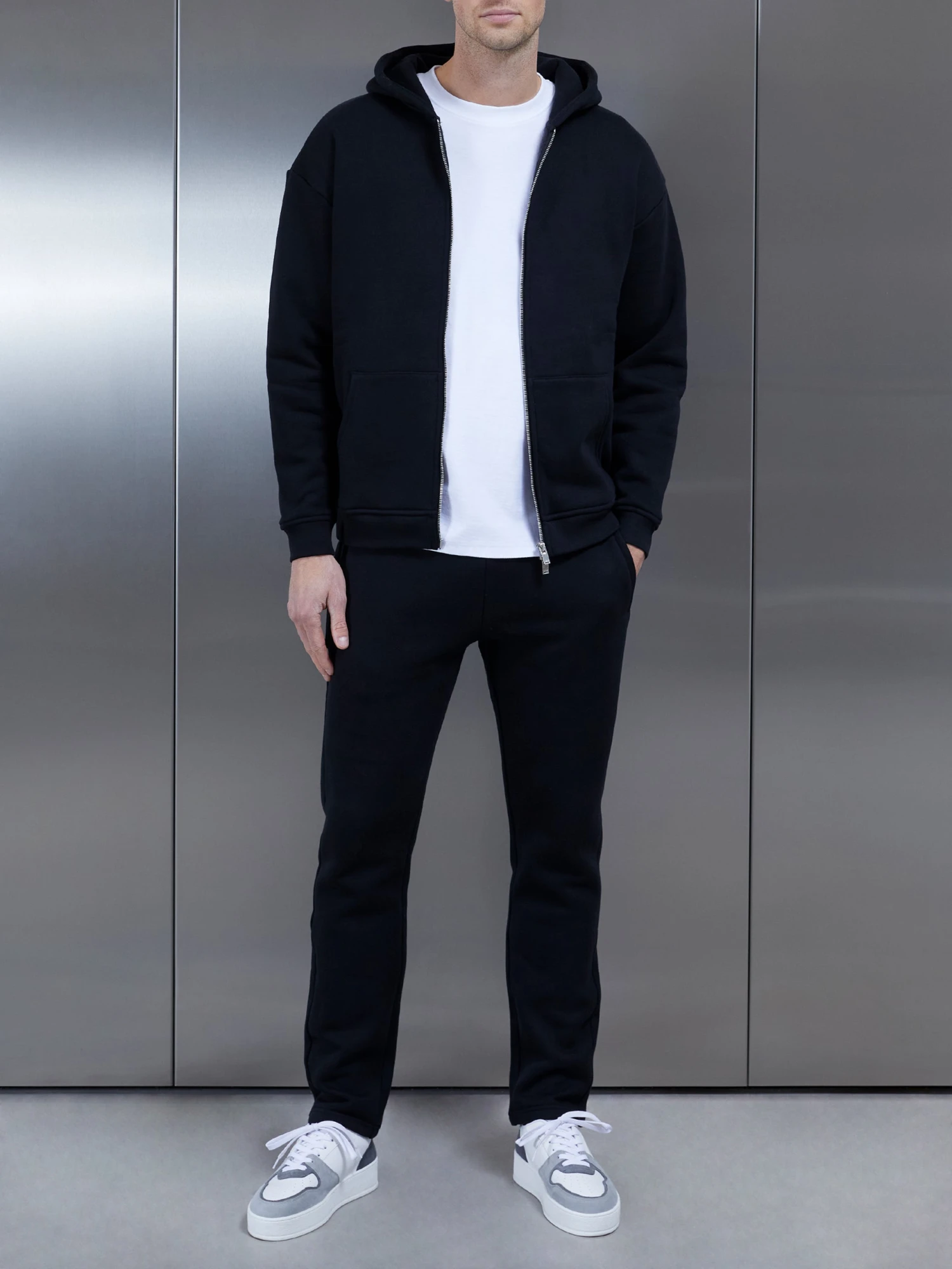 Relaxed Zip Through Hoodie In Black 4 Relaxed Zip Through Hoodie In Black - Image 2