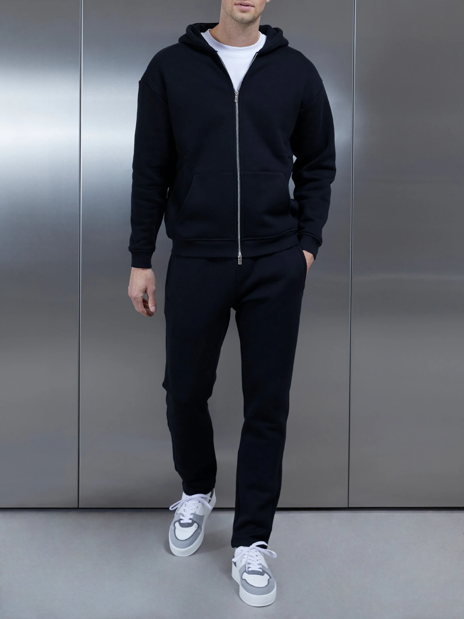 Relaxed Zip Through Hoodie In Black 5 Relaxed Zip Through Hoodie In Black - Image 3