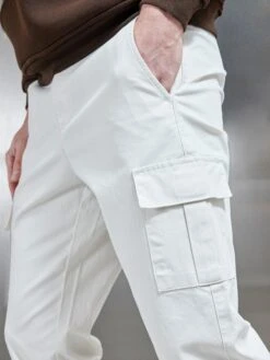 Relaxed Fit Cotton Cargo Pant In Off White -Cheap Shirts Shop RELAXED CARGO PANT OFF WHITE 3421