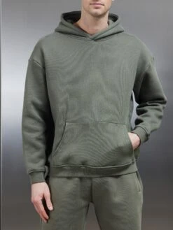 Relaxed Fit Hoodie In Olive