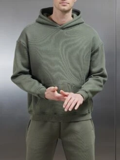 Relaxed Fit Hoodie In Olive -Cheap Shirts Shop RELAXED FIT HOODIE IN OLIVE 24374