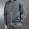 Relaxed Zip Through Hoodie In Grey