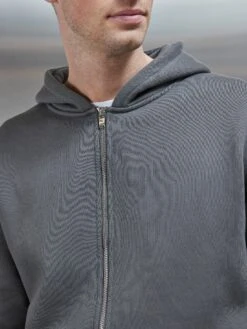 Relaxed Zip Through Hoodie In Grey -Cheap Shirts Shop RELAXED ZIP THROUGH HOODIE IN CHARCOAL 4074