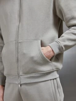 Relaxed Zip Through Hoodie In Stone -Cheap Shirts Shop RELAXED ZIP THROUGH HOODIE IN STONE 4140
