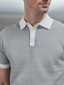 Roma Knitted Polo Shirt In Grey -Cheap Shirts Shop ROMA KNITTED POLO SHIRT IN GREY 0163