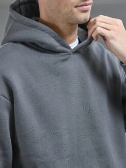 Relaxed Fit Hoodie In Grey -Cheap Shirts Shop RelaxedFit GREY4918