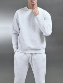 Relaxed Fit Sweatshirt In Marl Grey