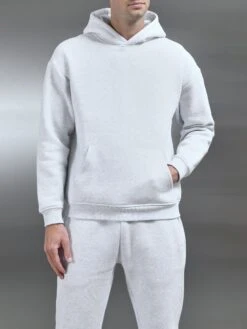 Relaxed Fit Hoodie In Marl Grey