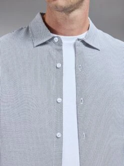 Seersucker Long Sleeve Cutaway Collar Shirt In Black -Cheap Shirts Shop SEERSUCKER LS CUTAWAY COLLAR SHIRT IN LIGHT BLACK 11041