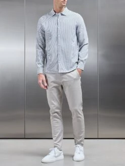 Seersucker Long Sleeve Cutaway Collar Shirt In Black -Cheap Shirts Shop SEERSUCKER LS CUTAWAY COLLAR SHIRT IN LIGHT BLACK 11044