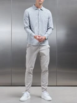 Seersucker Long Sleeve Cutaway Collar Shirt In Black -Cheap Shirts Shop SEERSUCKER LS CUTAWAY COLLAR SHIRT IN LIGHT BLACK 11047