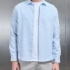 Seersucker Long Sleeve Cutaway Collar Shirt In Light Blue -Cheap Shirts Shop SEERSUCKER LS CUTAWAY COLLAR SHIRT IN LIGHT BLUE 10954