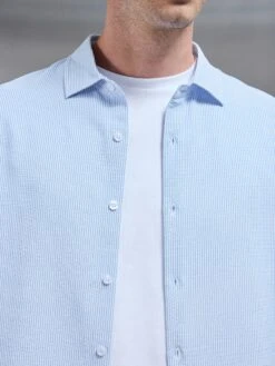 Seersucker Long Sleeve Cutaway Collar Shirt In Light Blue -Cheap Shirts Shop SEERSUCKER LS CUTAWAY COLLAR SHIRT IN LIGHT BLUE 10967