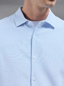 Seersucker Long Sleeve Cutaway Collar Shirt In Light Blue -Cheap Shirts Shop SEERSUCKER LS CUTAWAY COLLAR SHIRT IN LIGHT BLUE 11000