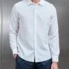 Seersucker Long Sleeve Cutaway Collar Shirt In White 1 Seersucker Long Sleeve Cutaway Collar Shirt In White -Cheap Shirts Shop SEERSUCKER LS CUTAWAY COLLAR SHIRT IN WHITE 44
