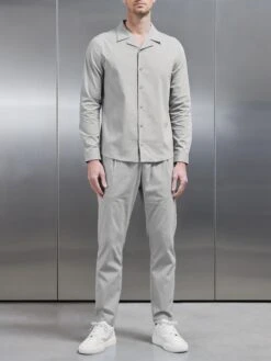 Seersucker Revere Collar Long Sleeve Shirt In Stone -Cheap Shirts Shop SEERSUCKER REVERE COLLAR LONG SLEEVE SHIRT IN STONE 0397 9579b0ce 95a5 492b a07c 82dd58a6f50d