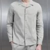 Seersucker Revere Collar Long Sleeve Shirt In Stone -Cheap Shirts Shop SEERSUCKER REVERE COLLAR LONG SLEEVE SHIRT IN STONE 0399 4f4a638b 9b00 47ab 9551 241eec7cb9f7