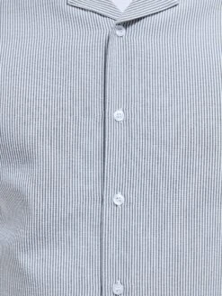 Seersucker Short Sleeve Revere Collar Shirt In Black -Cheap Shirts Shop SEERSUCKER SS REVERE COLLAR SHIRT IN BLACK 190