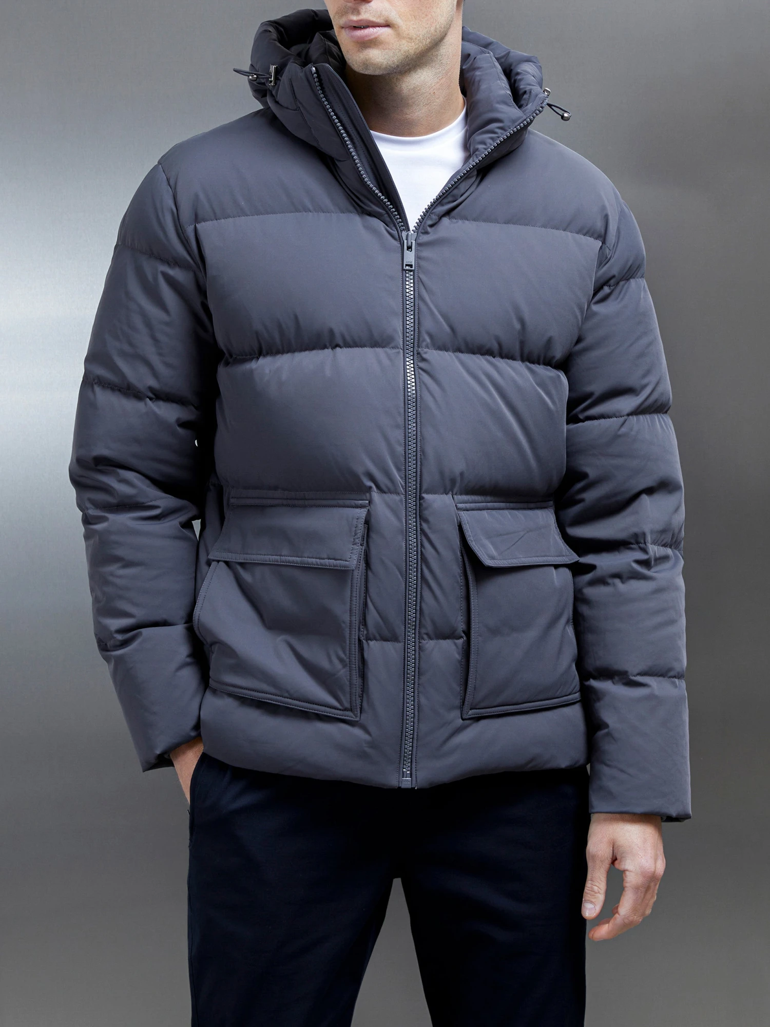 Short Down Parka In Grey 3 Short Down Parka In Grey