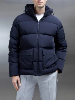 Short Down Parka In Navy