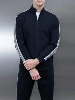 Technical Jersey Side Stripe Jacket In Black