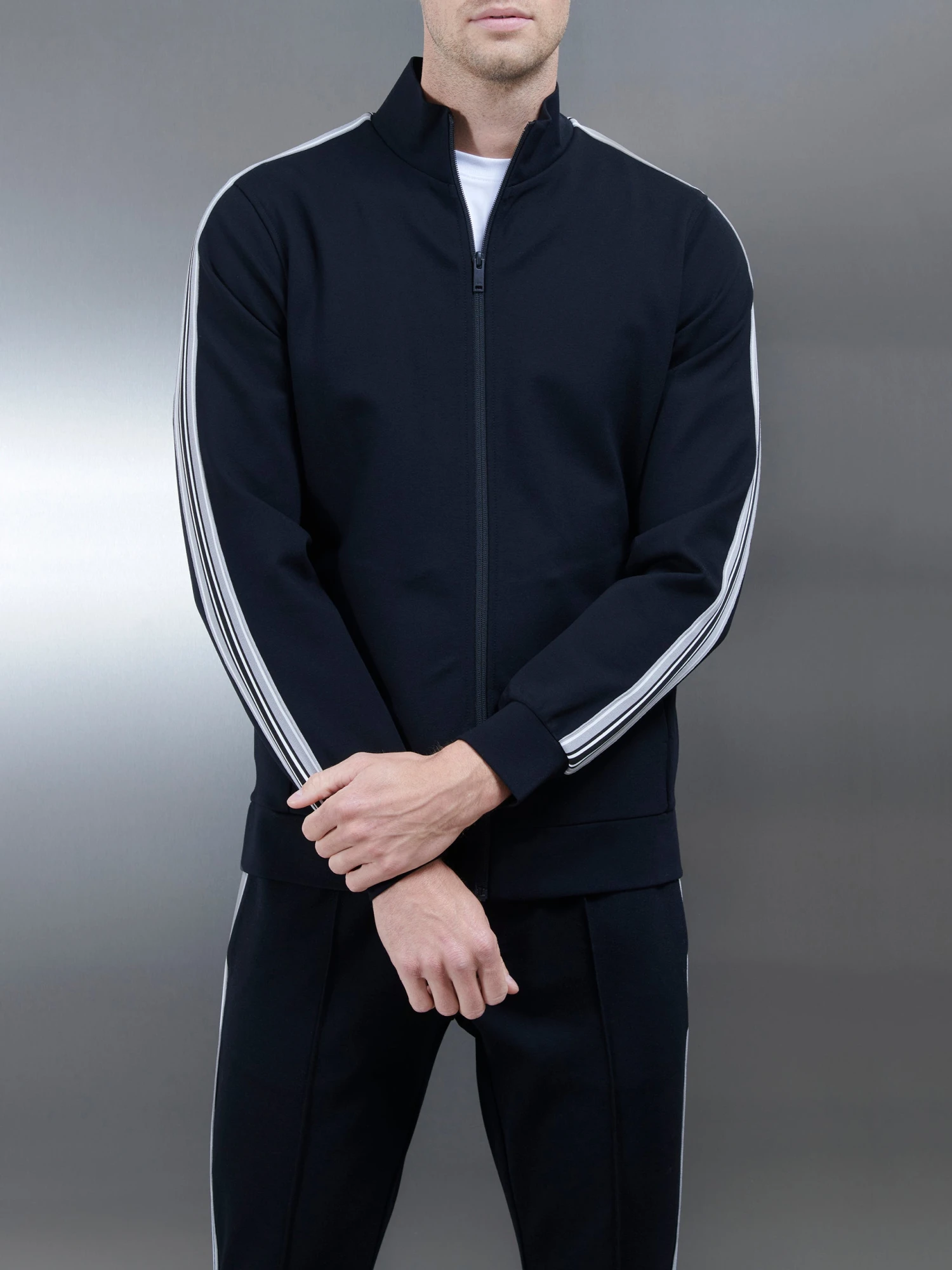 Technical Jersey Side Stripe Jacket In Black 3 Technical Jersey Side Stripe Jacket In Black