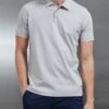 Mercerised Supima Cotton Button Polo Shirt In Stone