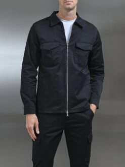 Tailored Cotton Cargo Jacket In Black -Cheap Shirts Shop TAILOREDCOTTONCARGO BLACK0415