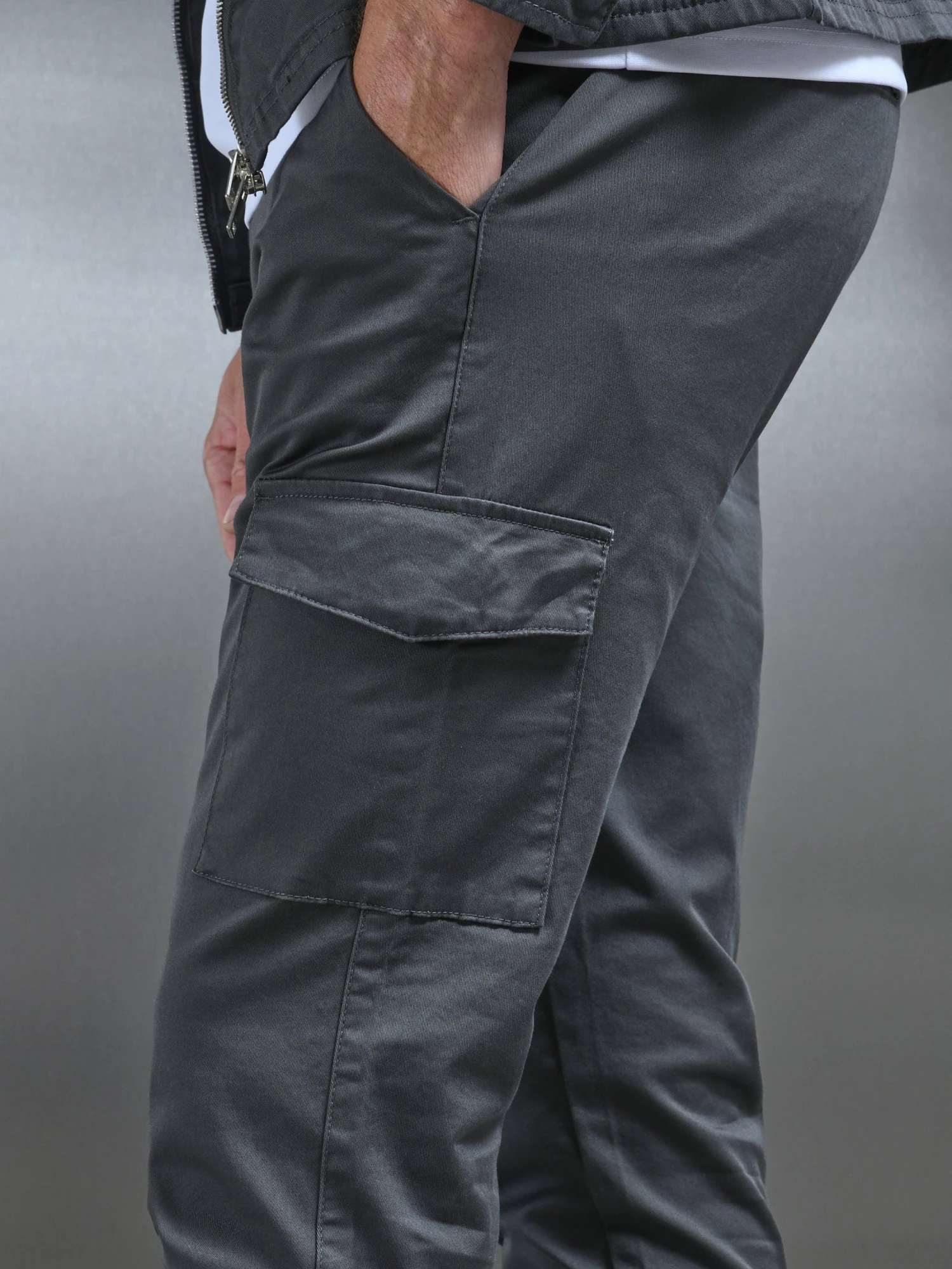 Tailored Cotton Cargo Pant In Grey 5 Tailored Cotton Cargo Pant In Grey - Image 3