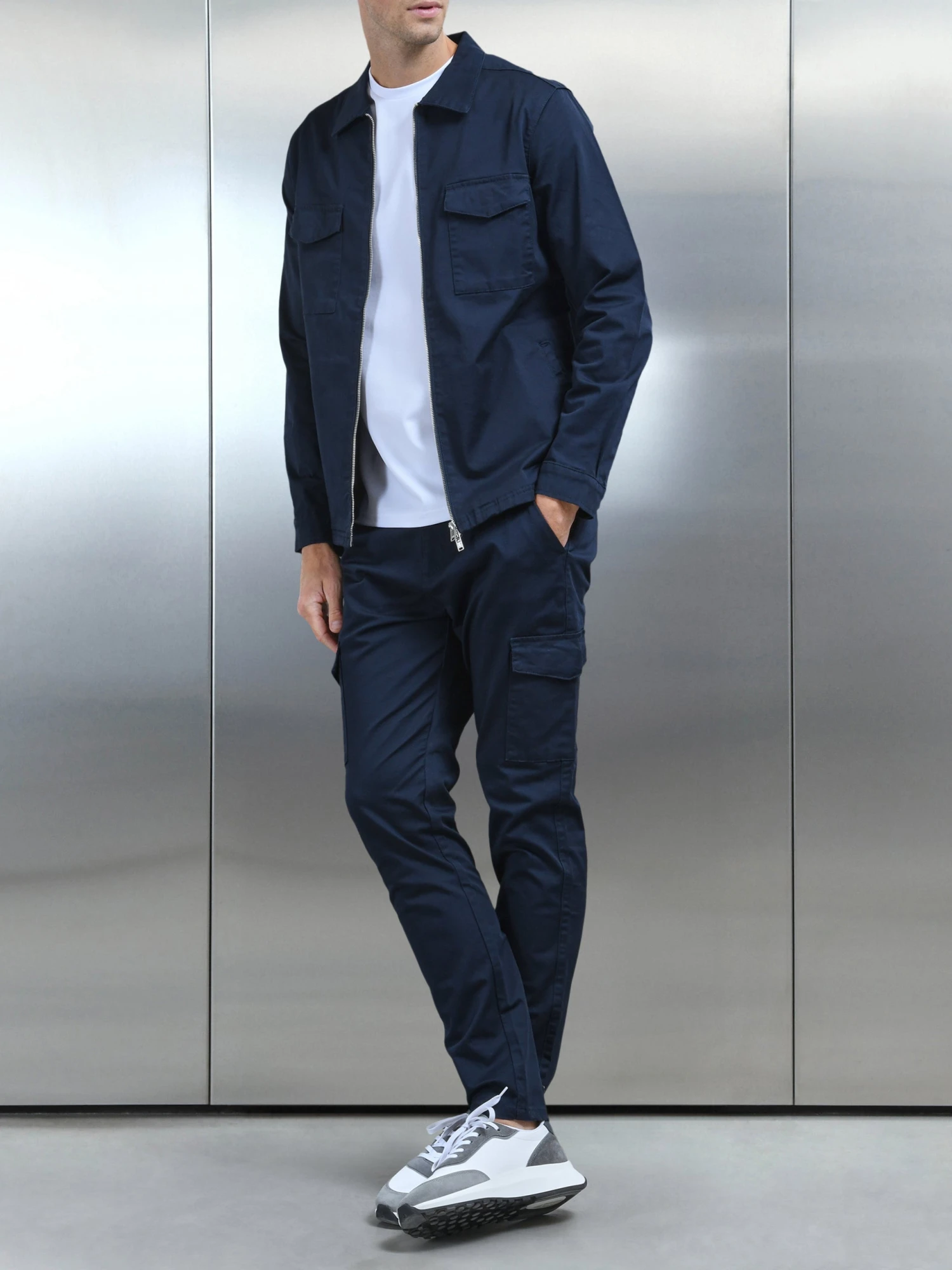 Tailored Cotton Cargo Pant In Navy 4 Tailored Cotton Cargo Pant In Navy - Image 2