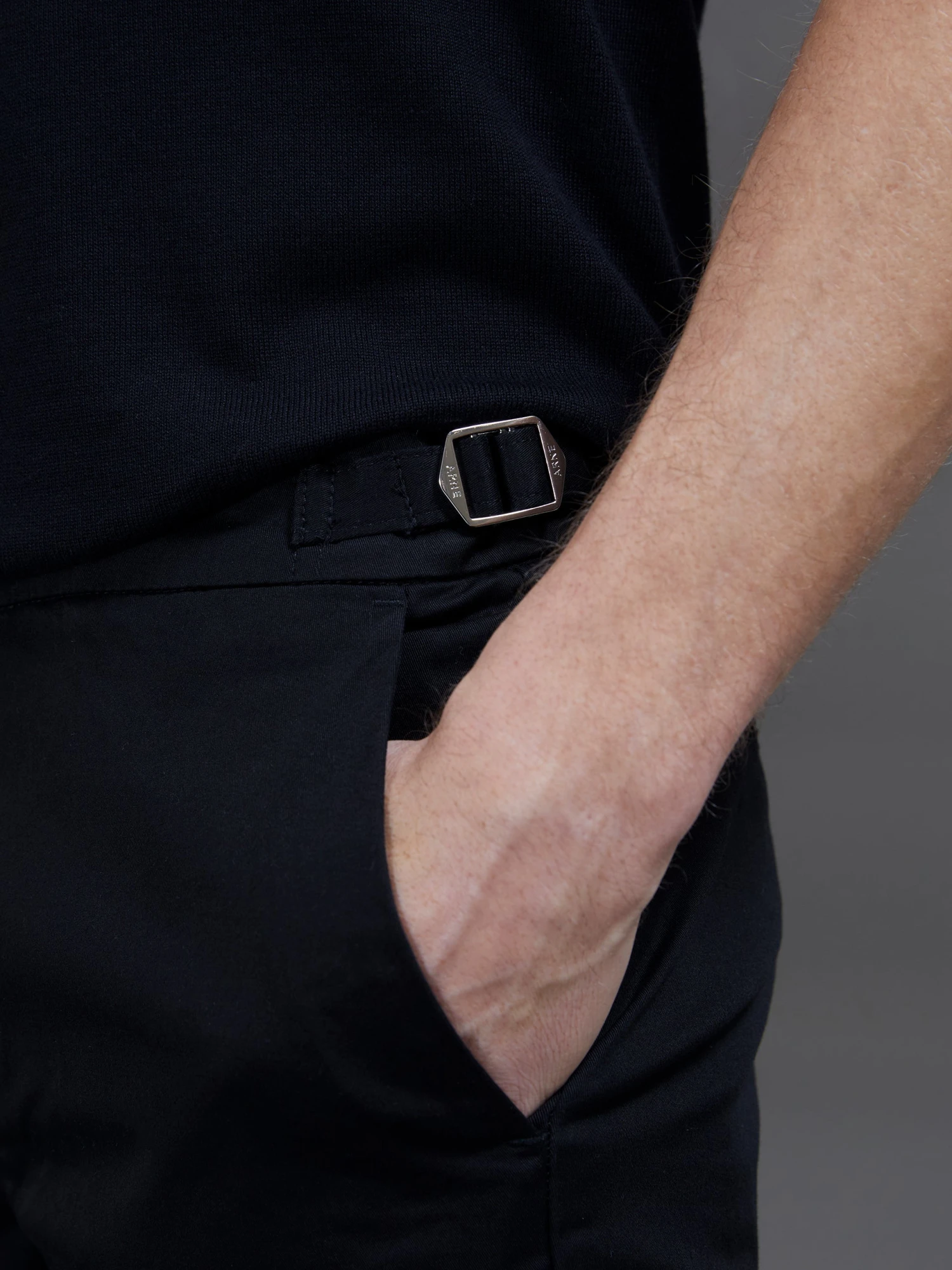 Tailored Cotton Side Adjuster Chino Trouser In Black 4 Tailored Cotton Side Adjuster Chino Trouser In Black - Image 2
