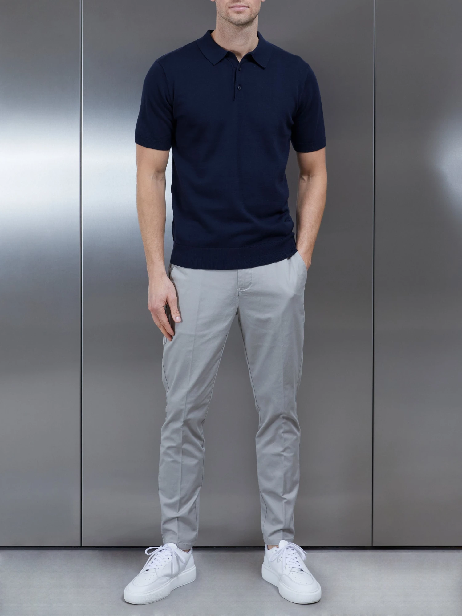 Tailored Cotton Side Adjuster Chino Trouser In Stone 5 Tailored Cotton Side Adjuster Chino Trouser In Stone - Image 3