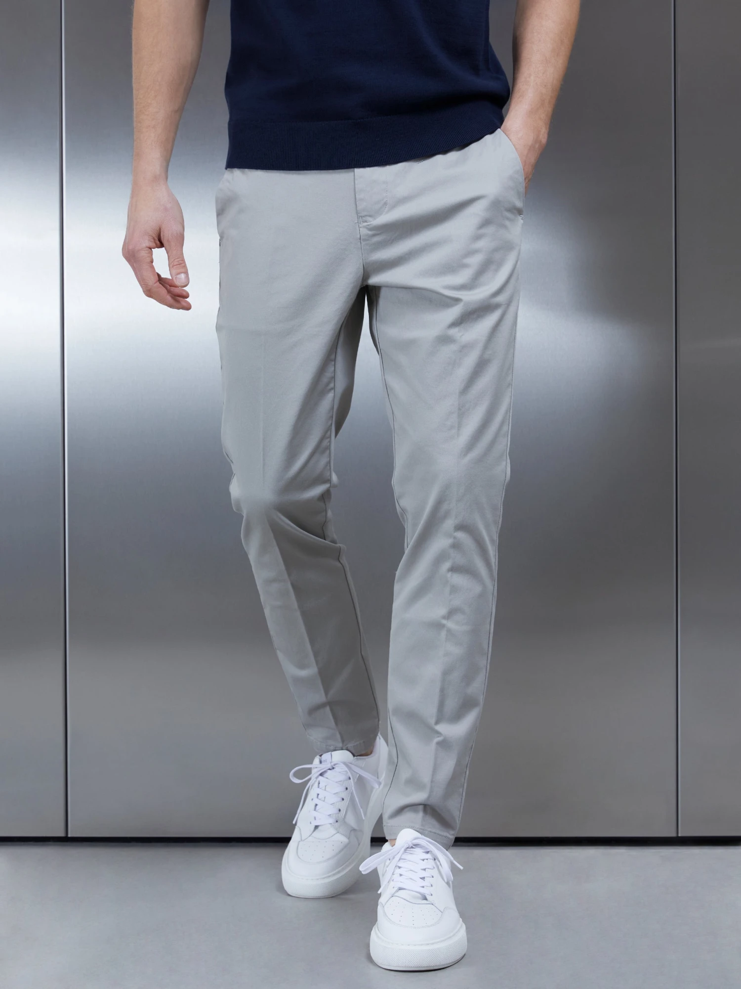Tailored Cotton Side Adjuster Chino Trouser In Stone 6 Tailored Cotton Side Adjuster Chino Trouser In Stone - Image 4