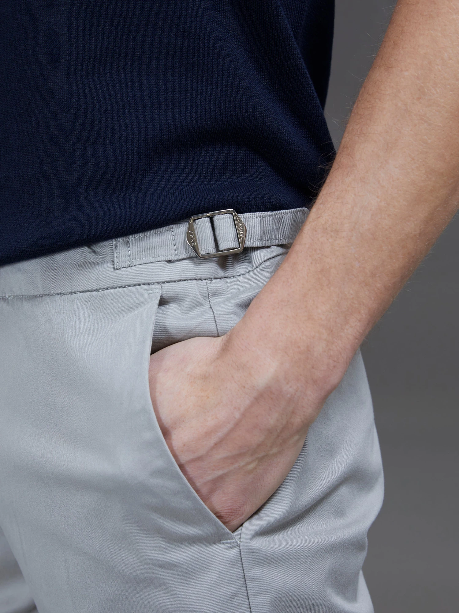 Tailored Cotton Side Adjuster Chino Trouser In Stone 4 Tailored Cotton Side Adjuster Chino Trouser In Stone - Image 2