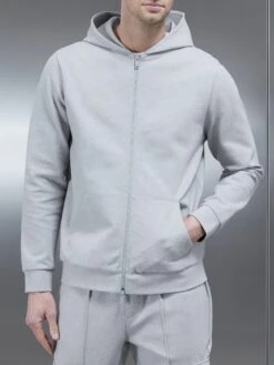 Technical Jersey Zip Through Hoodie In Marl Grey -Cheap Shirts Shop TECHNICALJERSEYZIPTHROUGHHOODIEINMALGREY2632