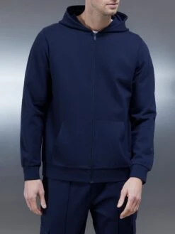 Technical Jersey Zip Through Hoodie In Navy -Cheap Shirts Shop TECHNICALJERSEYZIPTHROUGHHOODIEINNAVY2593