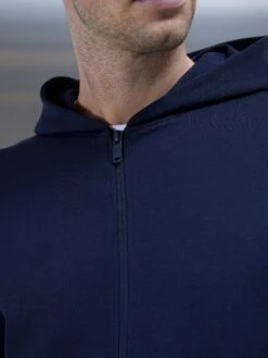 Technical Jersey Zip Through Hoodie In Navy -Cheap Shirts Shop TECHNICALJERSEYZIPTHROUGHHOODIEINNAVY2599