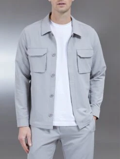 Technical Mid Weight Utility Overshirt In Stone