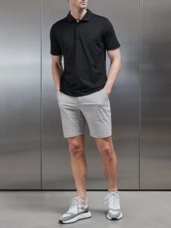 Technical Polo Shirt In Black -Cheap Shirts Shop TECHNICAL BUTTON POLO SHIRT IN BLACK 1437