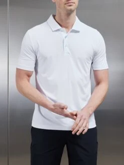 Technical Polo Shirt In White -Cheap Shirts Shop TECHNICAL BUTTON POLO SHIRT IN WHITE 24900