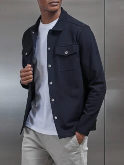 Technical Jersey Overshirt In Black -Cheap Shirts Shop TECHNICAL JERSEY OVERSHIRT IN BLACK 5675